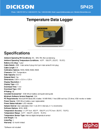 Thumbnail of document Data Sheet - SP Temperature Data Logger